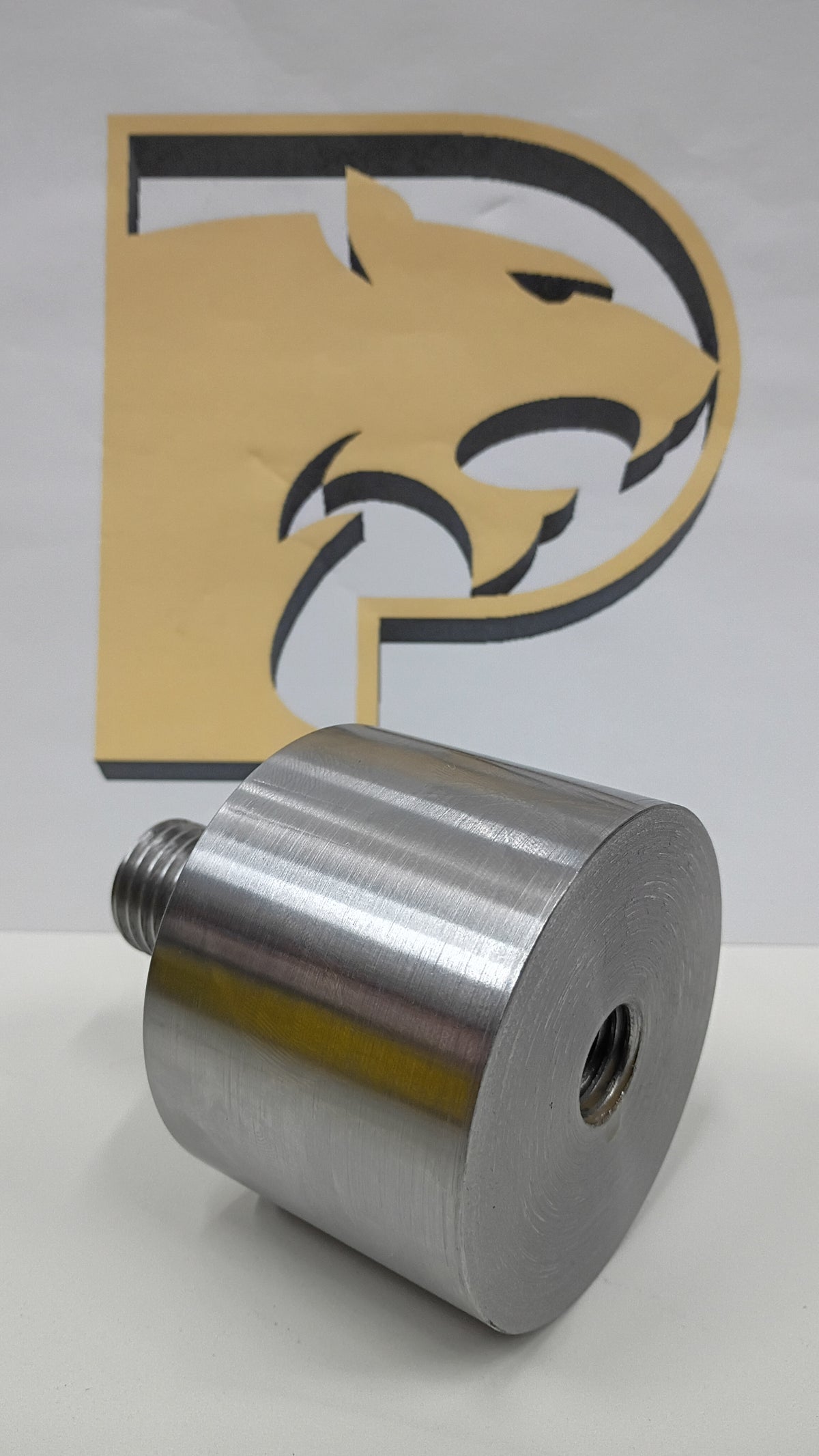 Aluminum cylindrical spacer with threaded stud, CNC Metal Works